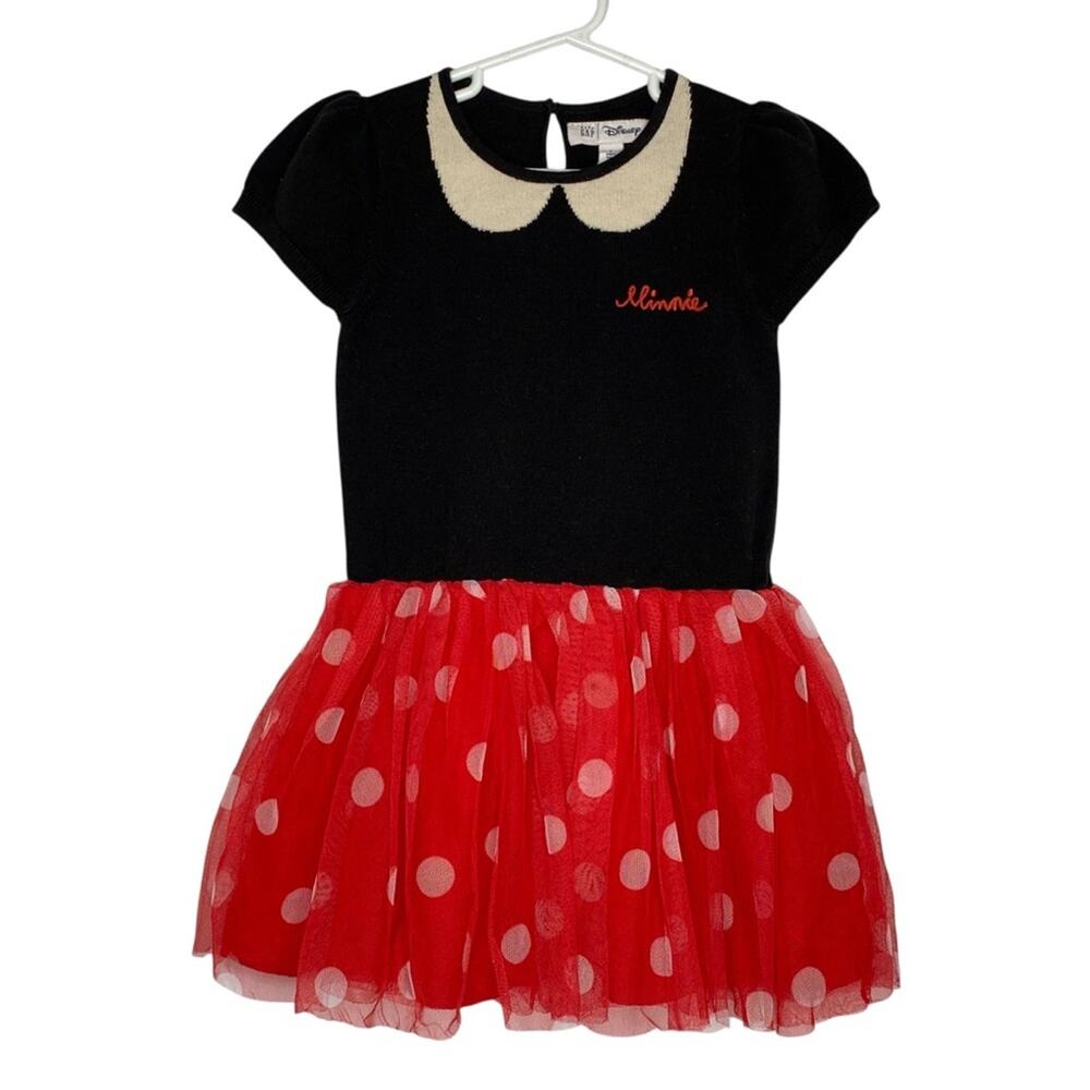 Baby Gap x Disney Minnie Mouse Tulle Dress Black Red White Polka Dot Size 4
